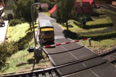 Truck waiting patiently at the Poggendorf railroad crossing.
