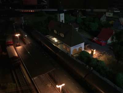Looking at the station from the track side.